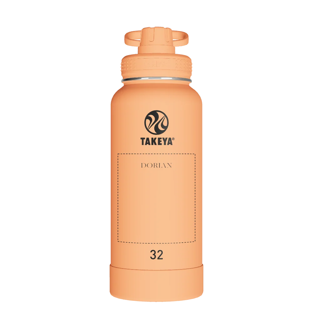 Takeya Actives Water Bottle With Spout Lid - 32oz Tart Orange - Model 51036-TAKEYA-ACTIVES-WATER-BOTTLE-WITH-SPOUT-LID-CUSTOMIZED-242-32OZ-TART-ORANGE