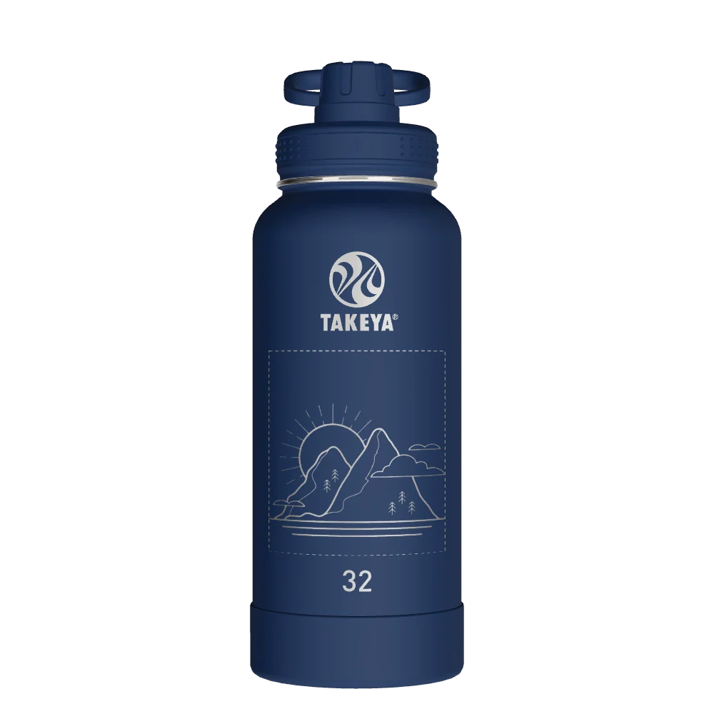 Takeya Actives Water Bottle With Spout Lid - 32oz Midnight - Model 51024-TAKEYA-ACTIVES-WATER-BOTTLE-WITH-SPOUT-LID-CUSTOMIZED-341-32OZ-MIDNIGHT