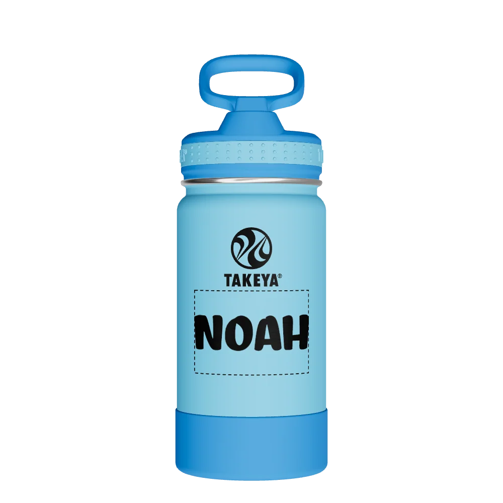 Takeya Actives Kids Water Bottle With Straw Lid - 14oz Atlantic/SailBlue - Model 50314-TAKEYA-ACTIVES-KIDS-WATER-BOTTLE-WITH-STRAW-LID-CUSTOMIZED-75-14OZ-ATLANTIC-SAILBLUE