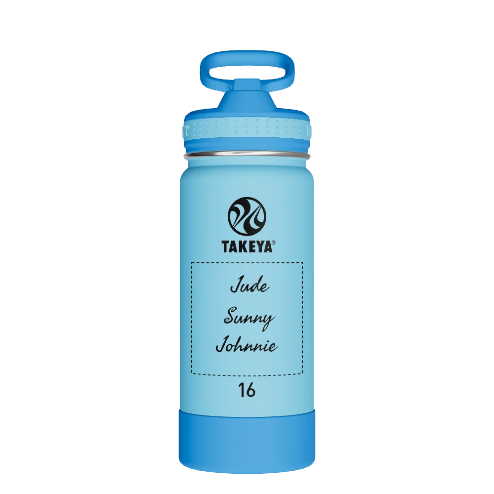Takeya Actives Kids Water Bottle With Straw Lid - 16oz Atlantic/SailBlue - Model 52401-TAKEYA-ACTIVES-KIDS-WATER-BOTTLE-WITH-STRAW-LID-CUSTOMIZED-30-16OZ-ATLANTIC-SAILBLUE