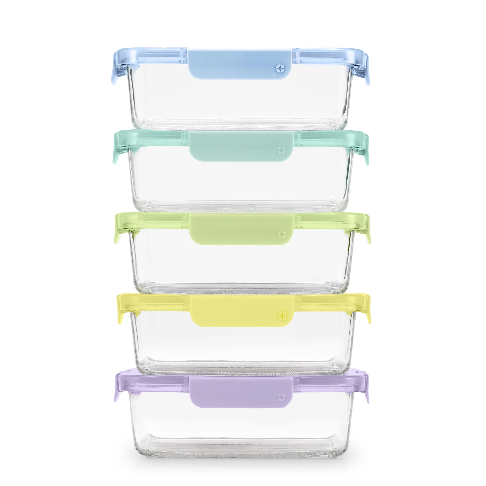 Ello Color Lock® Glass Food Storage, 5 Cup Set of 5