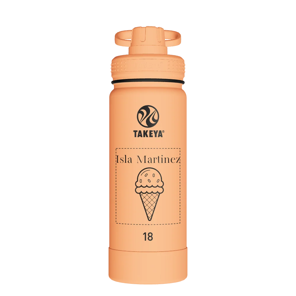 Takeya Actives Water Bottle With Spout Lid - 18oz Tart Orange - Model 51074-TAKEYA-ACTIVES-WATER-BOTTLE-WITH-SPOUT-LID-CUSTOMIZED-41-18OZ-TART-ORANGE