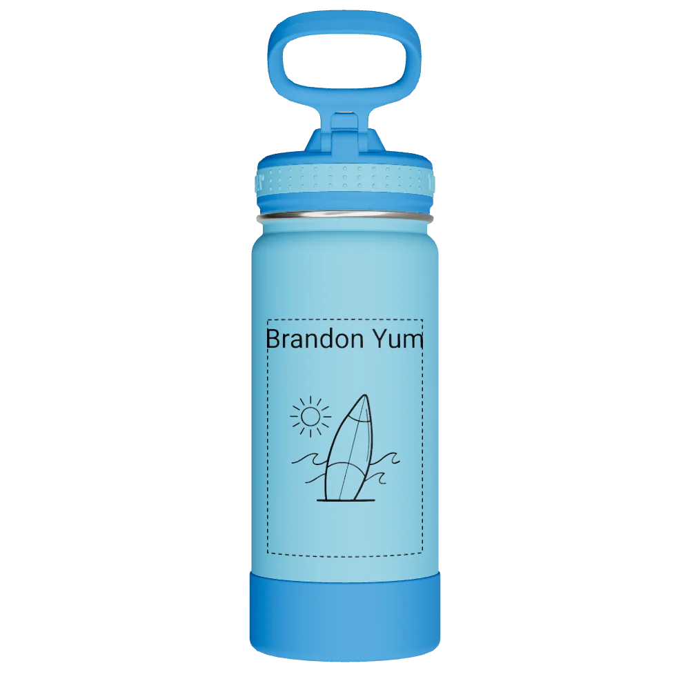 Takeya Actives Kids Water Bottle With Straw Lid - 16oz Atlantic/SailBlue - Model 52401-TAKEYA-ACTIVES-KIDS-WATER-BOTTLE-WITH-STRAW-LID-CUSTOMIZED-8-16OZ-ATLANTIC-SAILBLUE