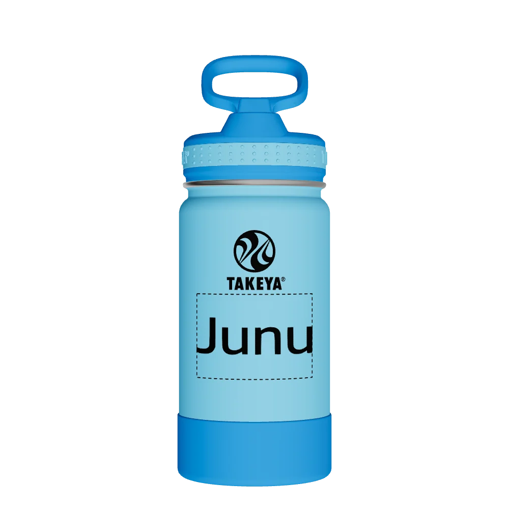 Takeya Actives Kids Water Bottle With Straw Lid - 14oz Atlantic/SailBlue - Model 50314-TAKEYA-ACTIVES-KIDS-WATER-BOTTLE-WITH-STRAW-LID-CUSTOMIZED-37-14OZ-ATLANTIC-SAILBLUE