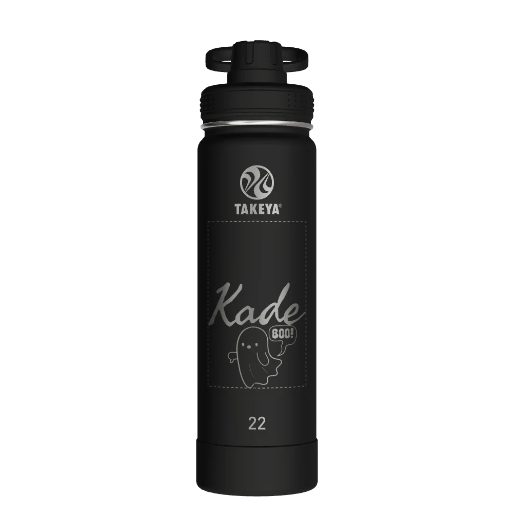 Takeya Actives Water Bottle With Spout Lid - 22oz Onyx - Model 50328-TAKEYA-ACTIVES-WATER-BOTTLE-WITH-SPOUT-LID-CUSTOMIZED-64-22OZ-ONYX
