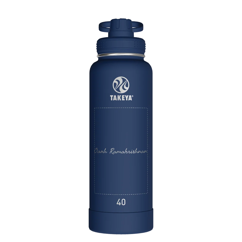 Takeya Actives Water Bottle With Spout Lid - 40oz Midnight - Model 51004-TAKEYA-ACTIVES-WATER-BOTTLE-WITH-SPOUT-LID-CUSTOMIZED-243-40OZ-MIDNIGHT