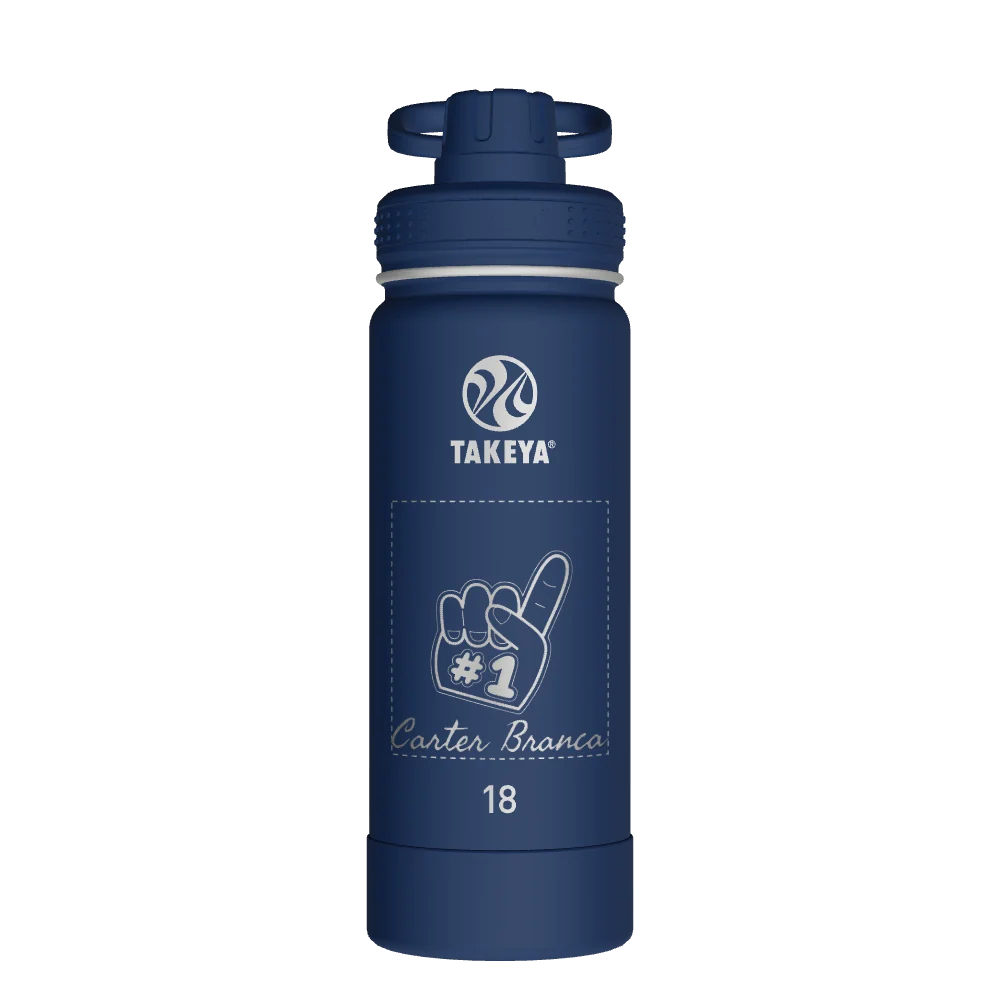 Takeya Actives Water Bottle With Spout Lid - 18oz Midnight - Model 51064-TAKEYA-ACTIVES-WATER-BOTTLE-WITH-SPOUT-LID-CUSTOMIZED-160-18OZ-MIDNIGHT