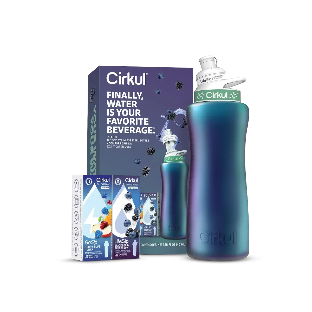 Cirkul 32oz. Chameleon Stainless Steel Bottle Starter Kit