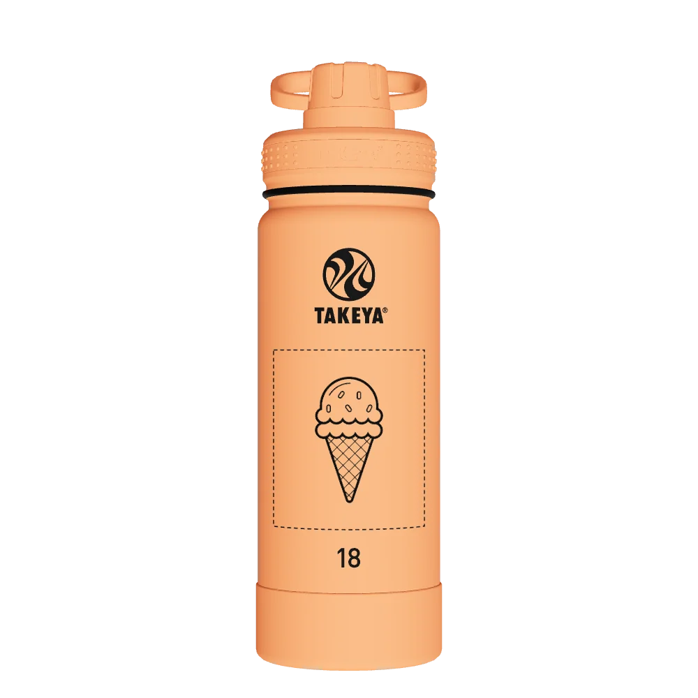 Takeya Actives Water Bottle With Spout Lid - 18oz Tart Orange - Model 51074-TAKEYA-ACTIVES-WATER-BOTTLE-WITH-SPOUT-LID-CUSTOMIZED-90-18OZ-TART-ORANGE