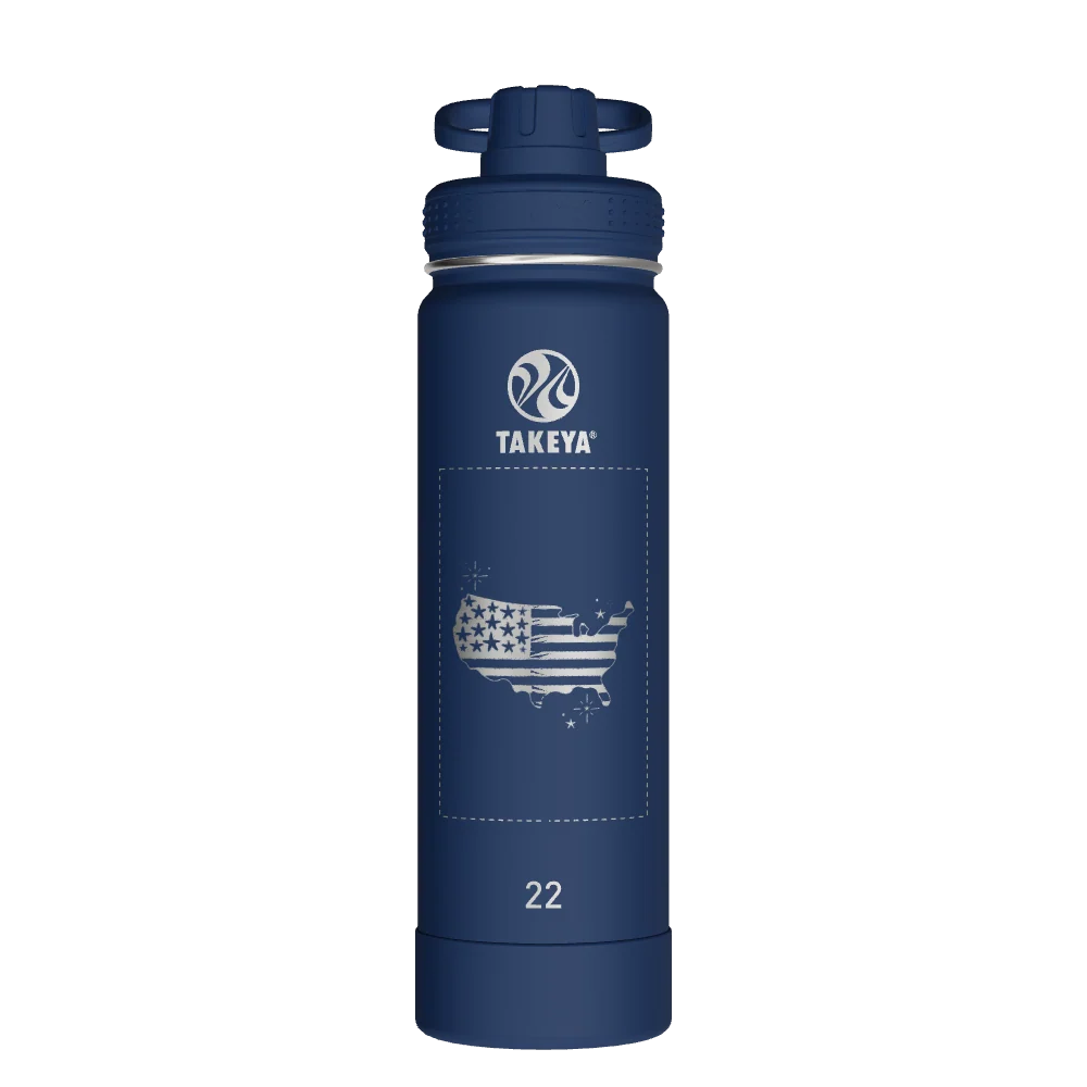 Takeya Actives Water Bottle With Spout Lid - 22oz Midnight - Model 50297-TAKEYA-ACTIVES-WATER-BOTTLE-WITH-SPOUT-LID-CUSTOMIZED-443-22OZ-MIDNIGHT