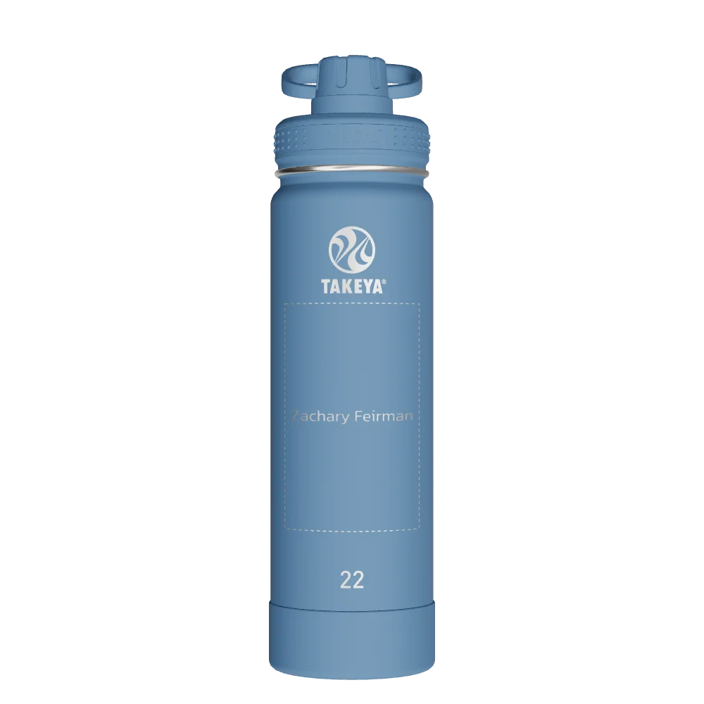 Takeya Actives Water Bottle With Spout Lid - 22oz Bluestone - Model 50292-TAKEYA-ACTIVES-WATER-BOTTLE-WITH-SPOUT-LID-CUSTOMIZED-436-22OZ-BLUESTONE