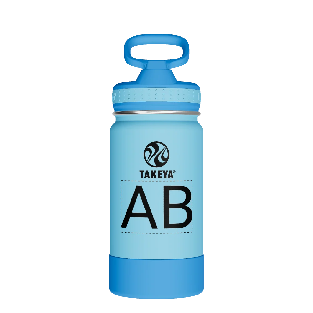 Takeya Actives Kids Water Bottle With Straw Lid - 14oz Atlantic/SailBlue - Model 50314-TAKEYA-ACTIVES-KIDS-WATER-BOTTLE-WITH-STRAW-LID-CUSTOMIZED-46-14OZ-ATLANTIC-SAILBLUE