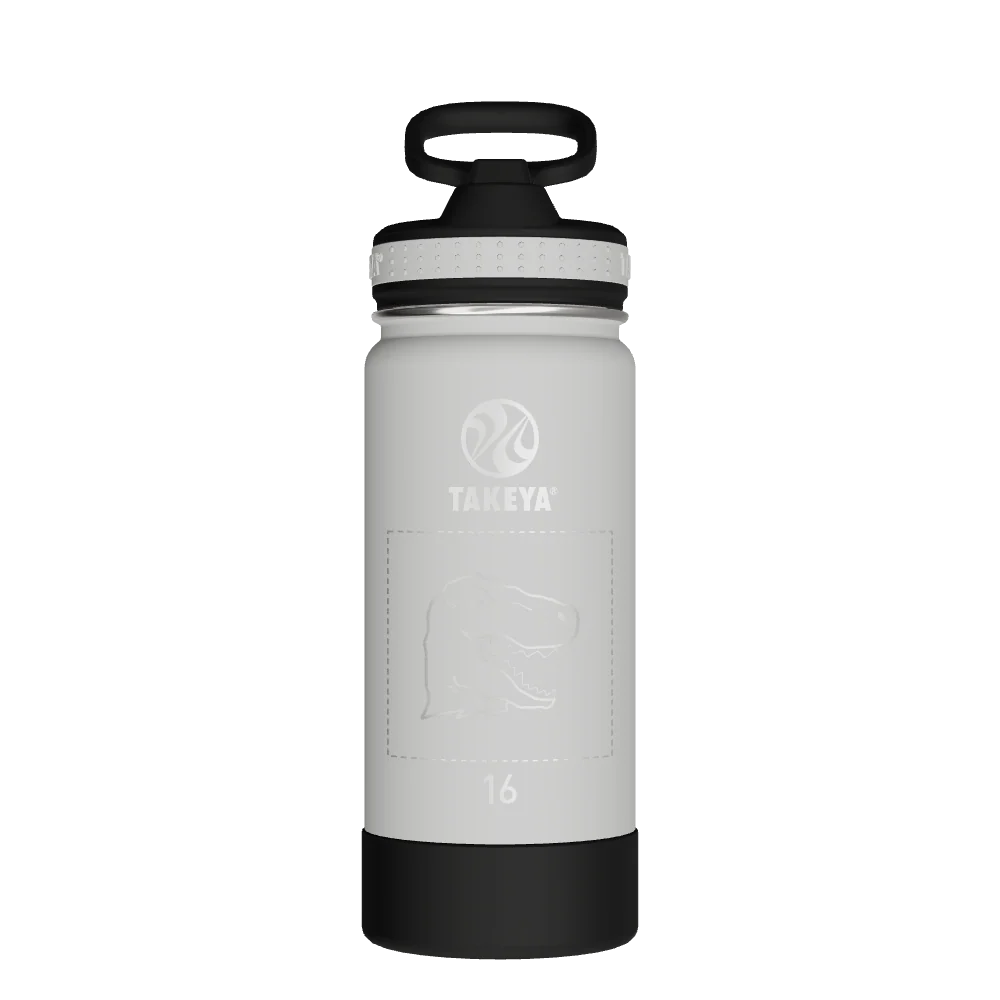 Takeya Actives Kids Water Bottle With Straw Lid - 16oz Onyx/Platinum - Model 52402-TAKEYA-ACTIVES-KIDS-WATER-BOTTLE-WITH-STRAW-LID-CUSTOMIZED-54-16OZ-ONYX-PLATINUM