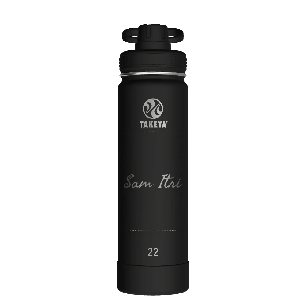 Takeya Actives Water Bottle With Spout Lid - 22oz Onyx - Model 50328-TAKEYA-ACTIVES-WATER-BOTTLE-WITH-SPOUT-LID-CUSTOMIZED-26-22OZ-ONYX