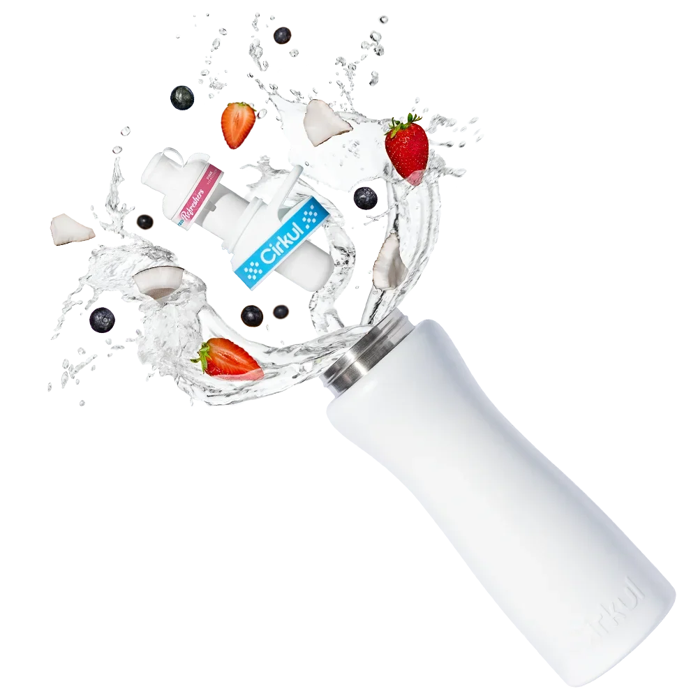 Cirkul 22oz. White Stainless Steel Bottle & Comfort-Grip Lid