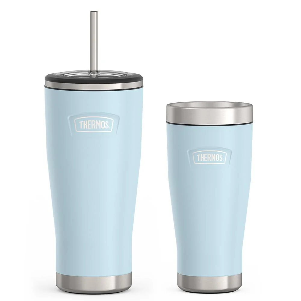 THERMOS 24oz Cold Tumbler with Straw & 16oz Travel Tumbler Bundle - Glacier