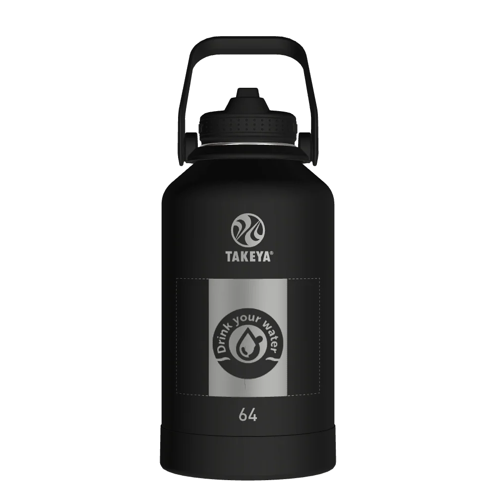 Takeya Actives Water Bottle With Straw Lid - 64oz Onyx - Model 51193-TAKEYA-ACTIVES-WATER-BOTTLE-WITH-STRAW-LID-CUSTOMIZED-125-64OZ-ONYX