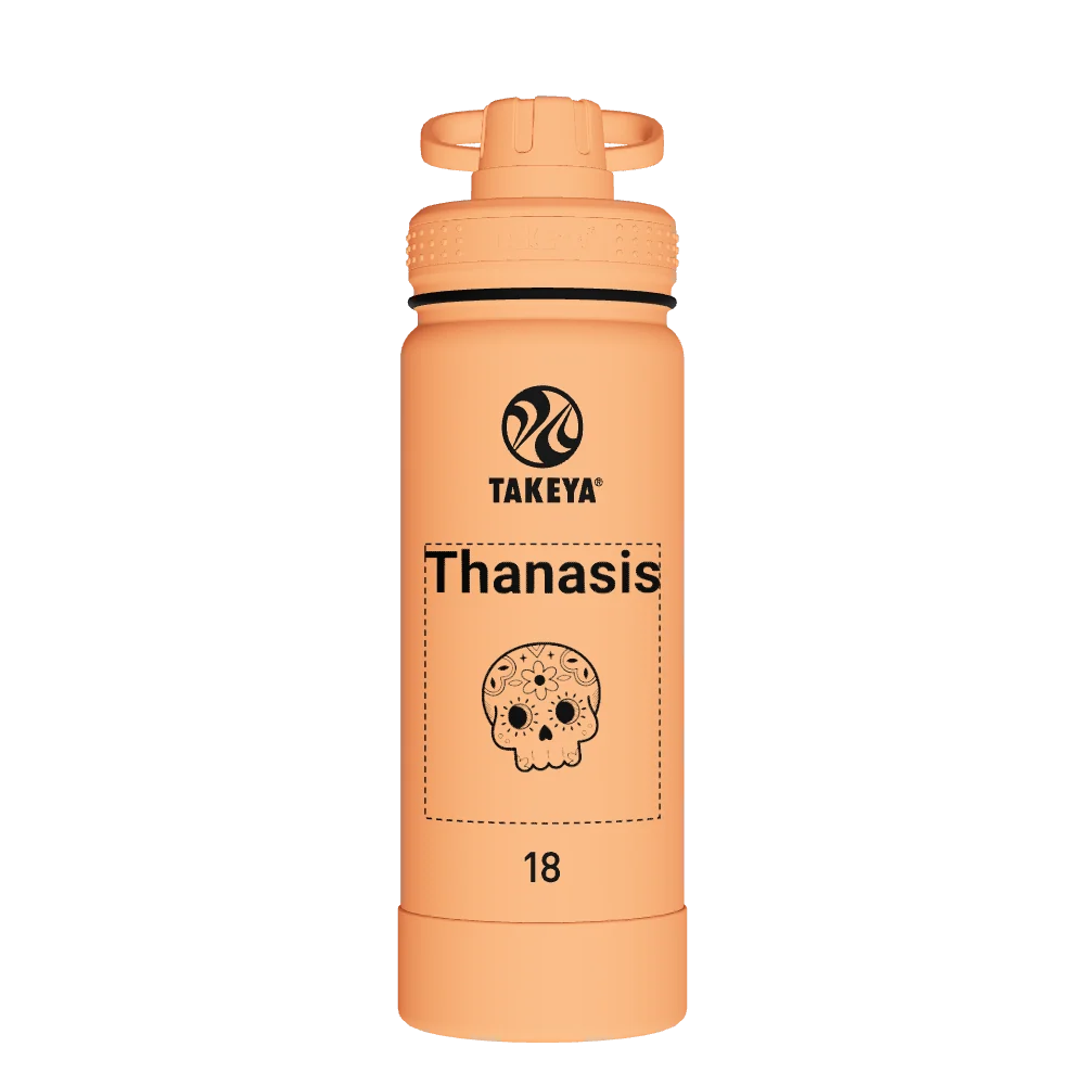 Takeya Actives Water Bottle With Spout Lid - 18oz Tart Orange - Model 51074-TAKEYA-ACTIVES-WATER-BOTTLE-WITH-SPOUT-LID-CUSTOMIZED-88-18OZ-TART-ORANGE