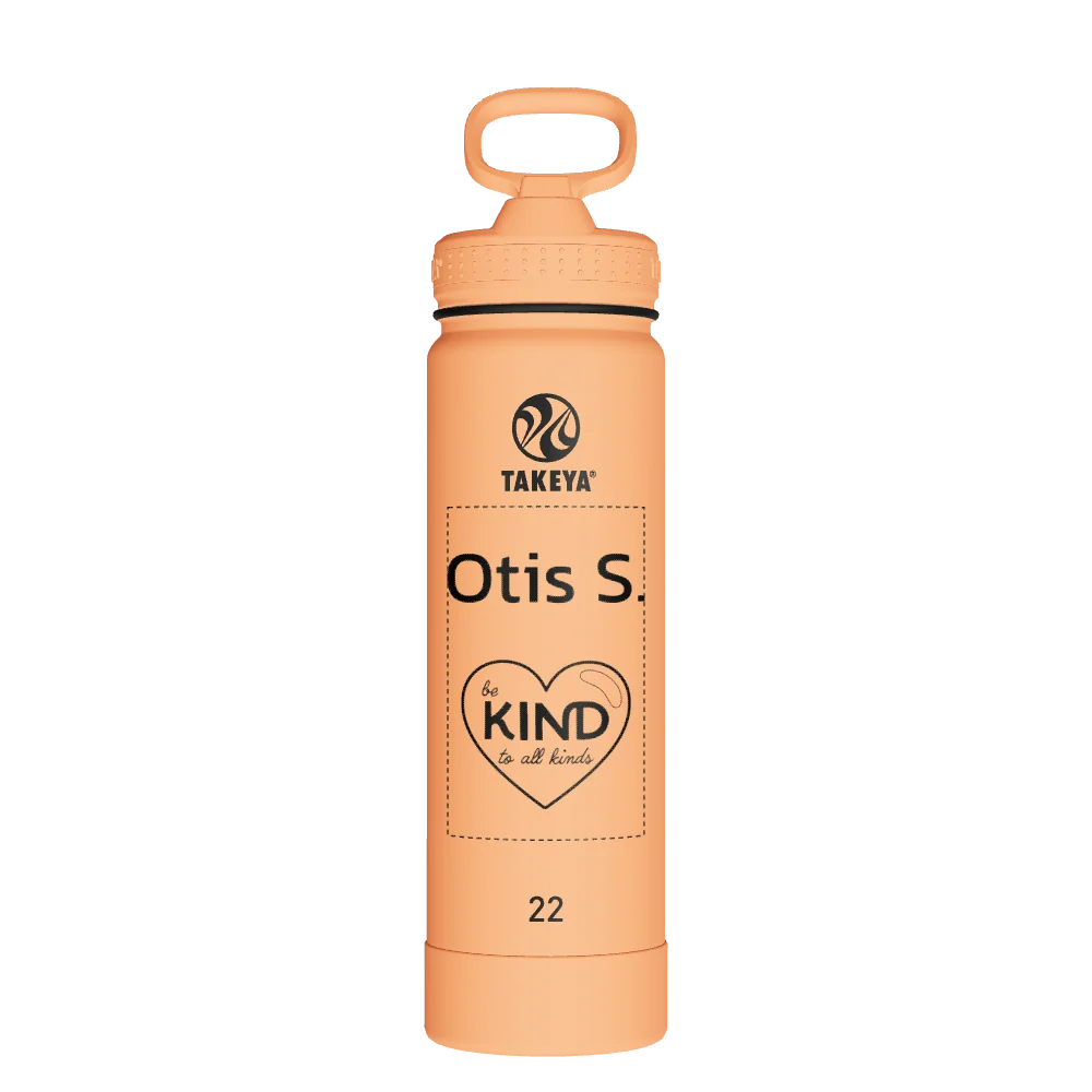 Takeya Actives Water Bottle With Straw Lid - 22oz Tart Orange - Model 52299-TAKEYA-ACTIVES-WATER-BOTTLE-WITH-STRAW-LID-CUSTOMIZED-158-22OZ-TART-ORANGE