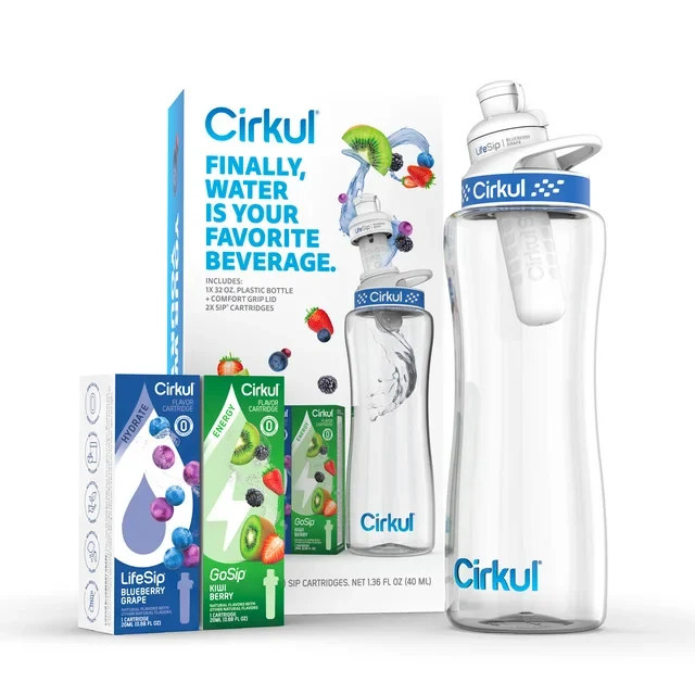 Cirkul Starter Kit: 32oz. Stainless Steel Bottle, Lid, & Cartridges