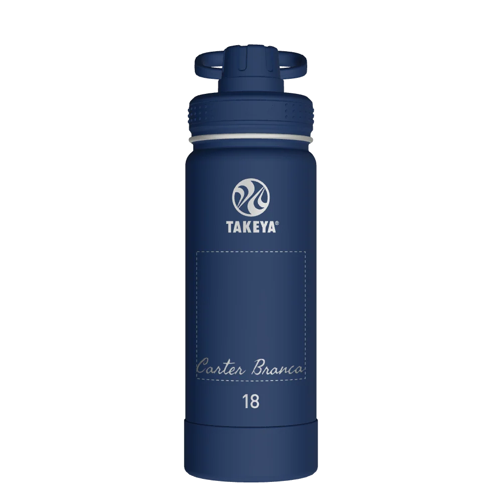 Takeya Actives Water Bottle With Spout Lid - 18oz Midnight - Model 51064-TAKEYA-ACTIVES-WATER-BOTTLE-WITH-SPOUT-LID-CUSTOMIZED-156-18OZ-MIDNIGHT