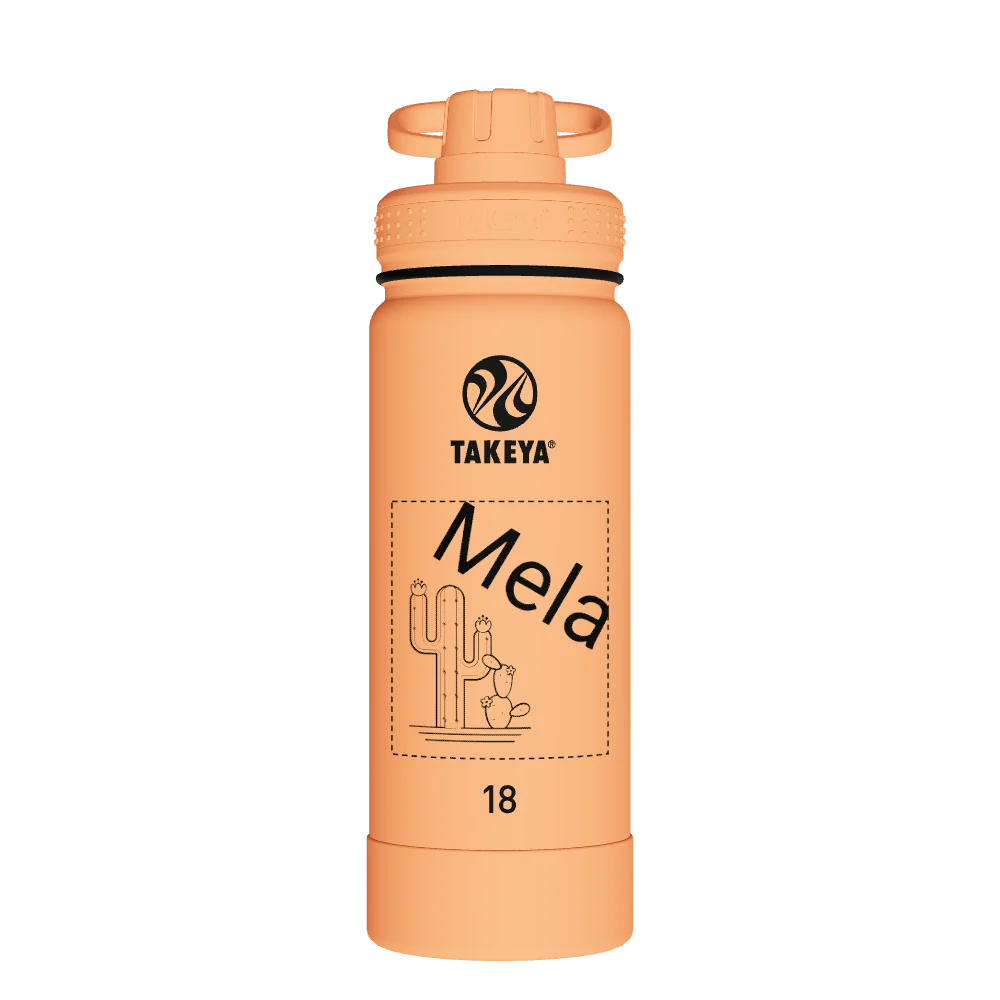 Takeya Actives Water Bottle With Spout Lid - 18oz Tart Orange - Model 51074-TAKEYA-ACTIVES-WATER-BOTTLE-WITH-SPOUT-LID-CUSTOMIZED-332-18OZ-TART-ORANGE