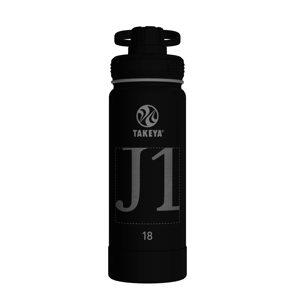 Takeya Actives Water Bottle With Spout Lid - 18oz Onyx - Model 51060-TAKEYA-ACTIVES-WATER-BOTTLE-WITH-SPOUT-LID-CUSTOMIZED-377-18OZ-ONYX