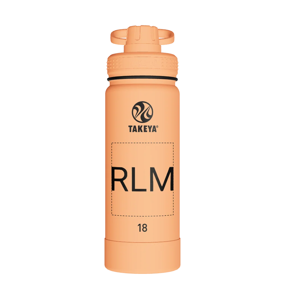 Takeya Actives Water Bottle With Spout Lid - 18oz Tart Orange - Model 51074-TAKEYA-ACTIVES-WATER-BOTTLE-WITH-SPOUT-LID-CUSTOMIZED-372-18OZ-TART-ORANGE