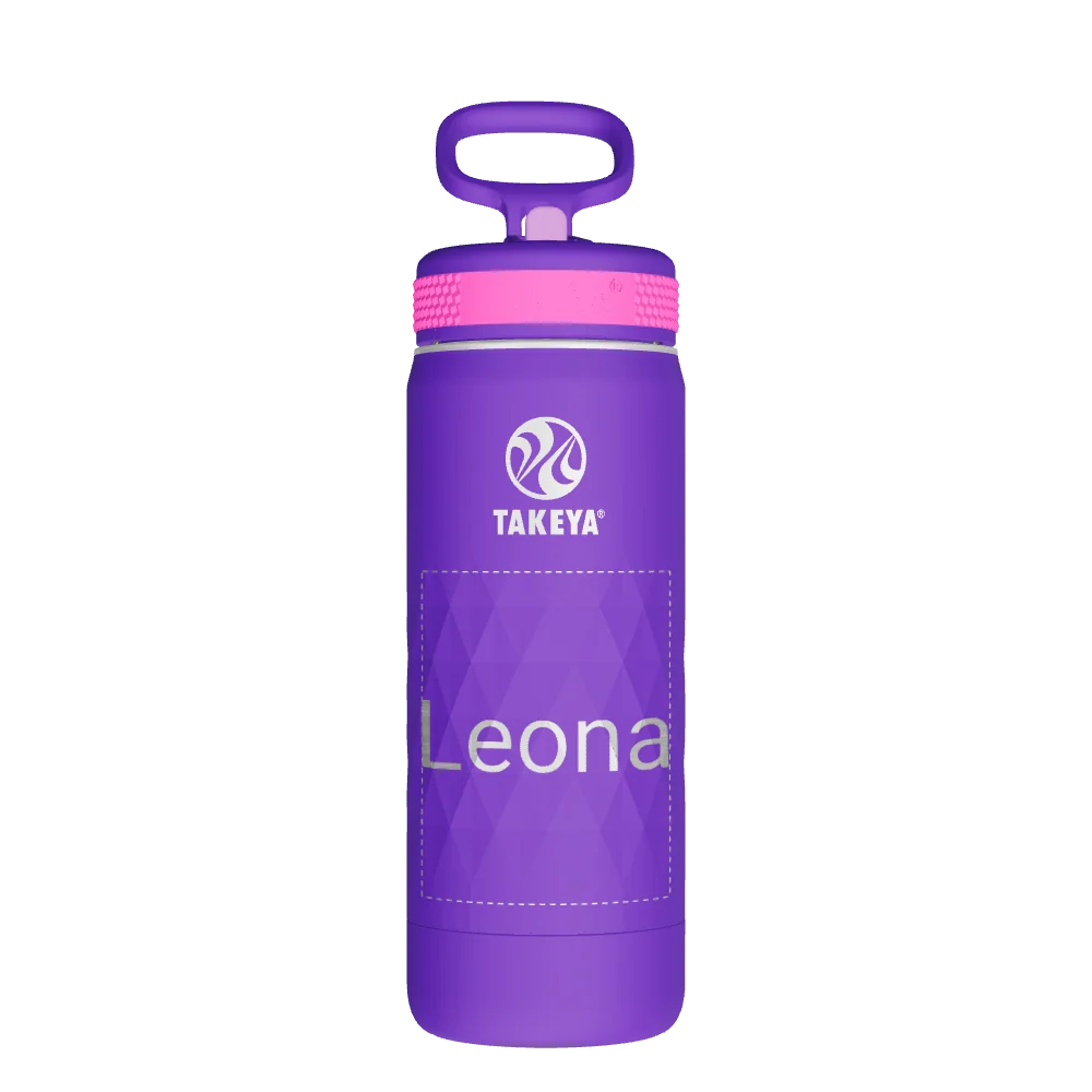 Takeya Kids Sport Water Bottle With Straw Lid - 18oz Grape Blaze - Model 51895-TAKEYA-KIDS-SPORT-WATER-BOTTLE-WITH-STRAW-LID-CUSTOMIZED-9-18OZ-GRAPE-BLAZE